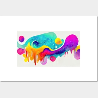 Modern Contemporary Abstract Watercolor Colorful Multicolored Cosmic Splash Galaxy Posters and Art